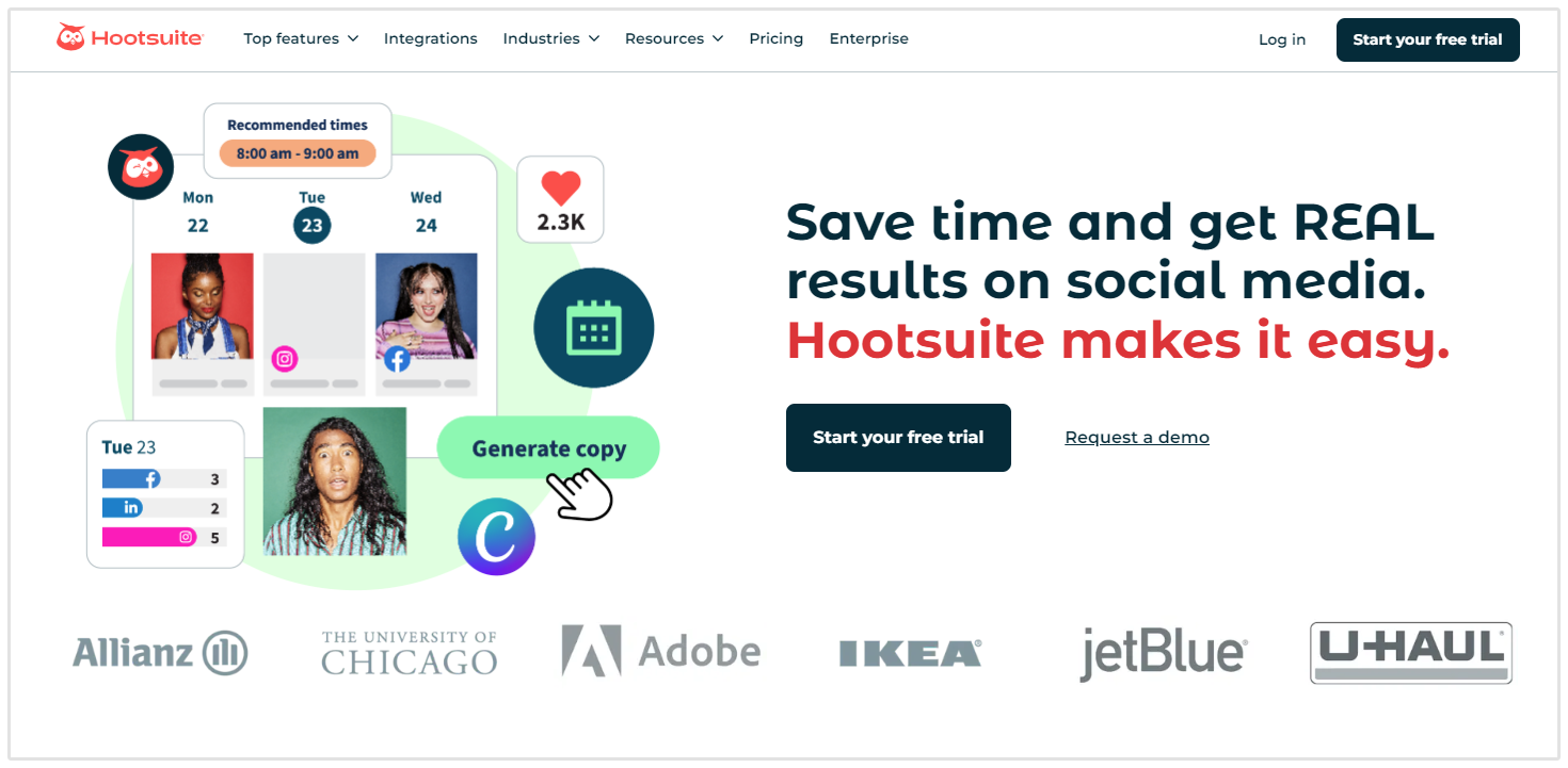 Exemple de CTA Hootsuite